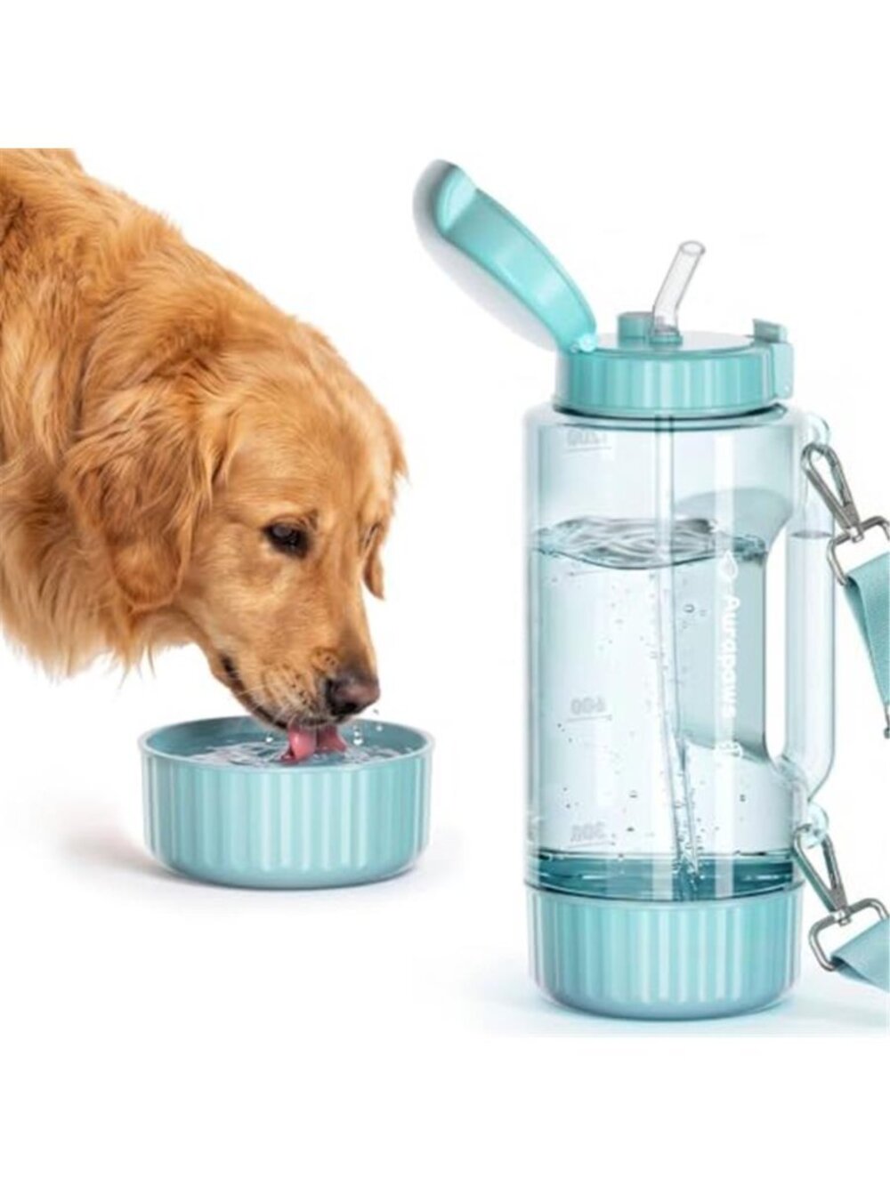 Dog and Mom Water Bottle 40.58oz with Detachable Bowl for Travel